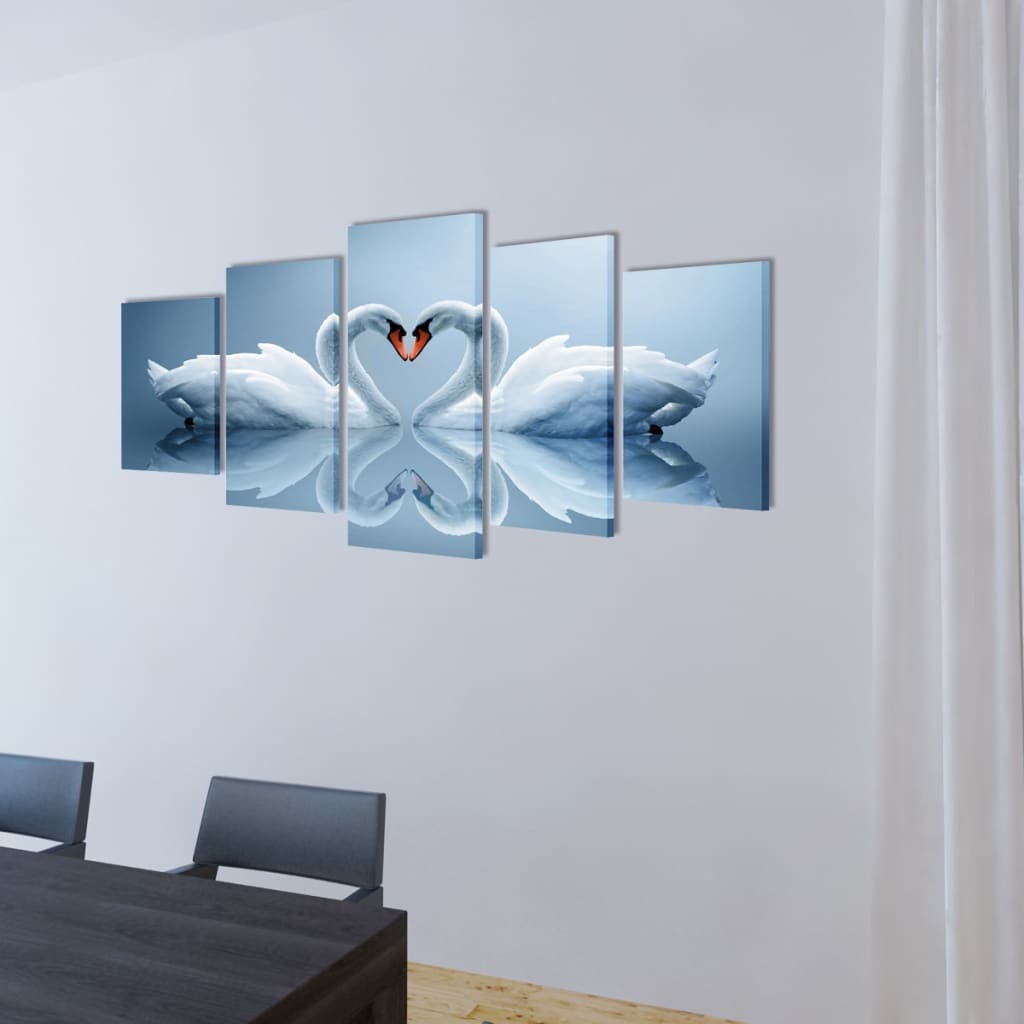 toiles-murales-5-pieces-impression-cygnes (2)