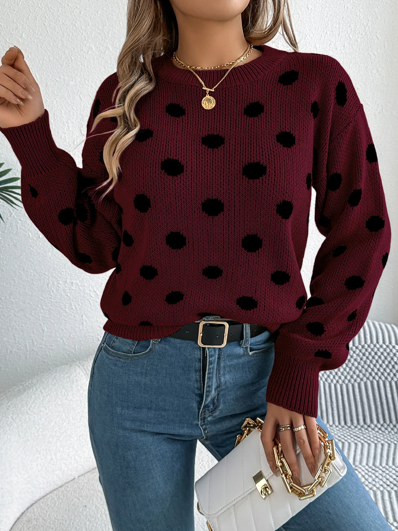 pull-a-pois-col-rond-pour-femmes (2)