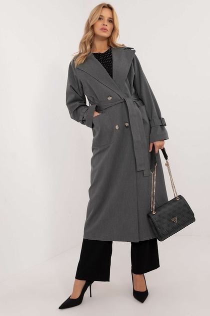 Manteau long à ceinture pour femmes