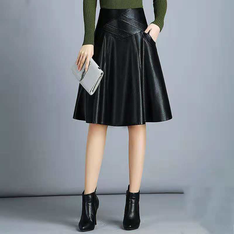 jupe-en-cuir-pu-pour-femme-jupe-pliss-e-longueur-genou-taille-haute-ligne-a-grande