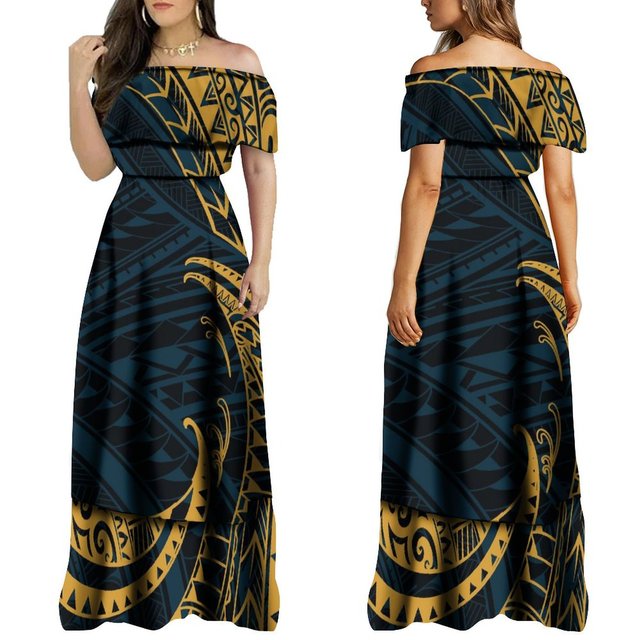 Robe longue grande taille motif fleurs du Pacifique