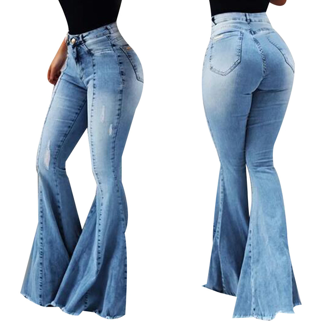 Pantalon slim évasé taille haute pour femme