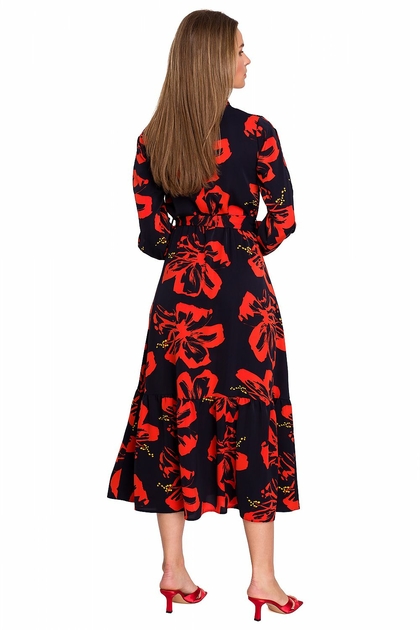 robe-noir-et-rouge-motif-floral-2