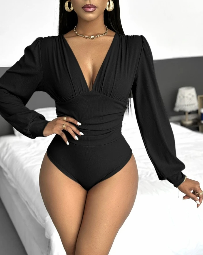 Body manches longues et col en v