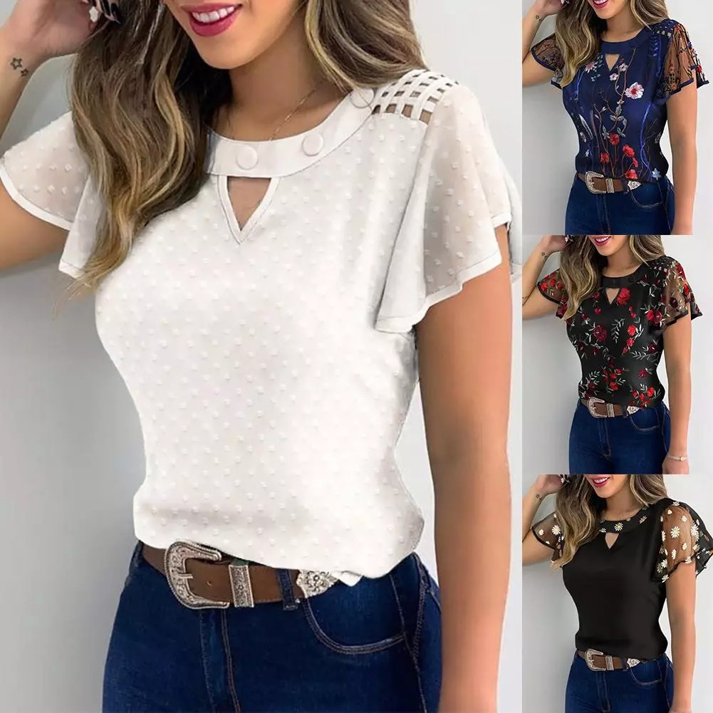 T-shirt manches à volants pour femmes