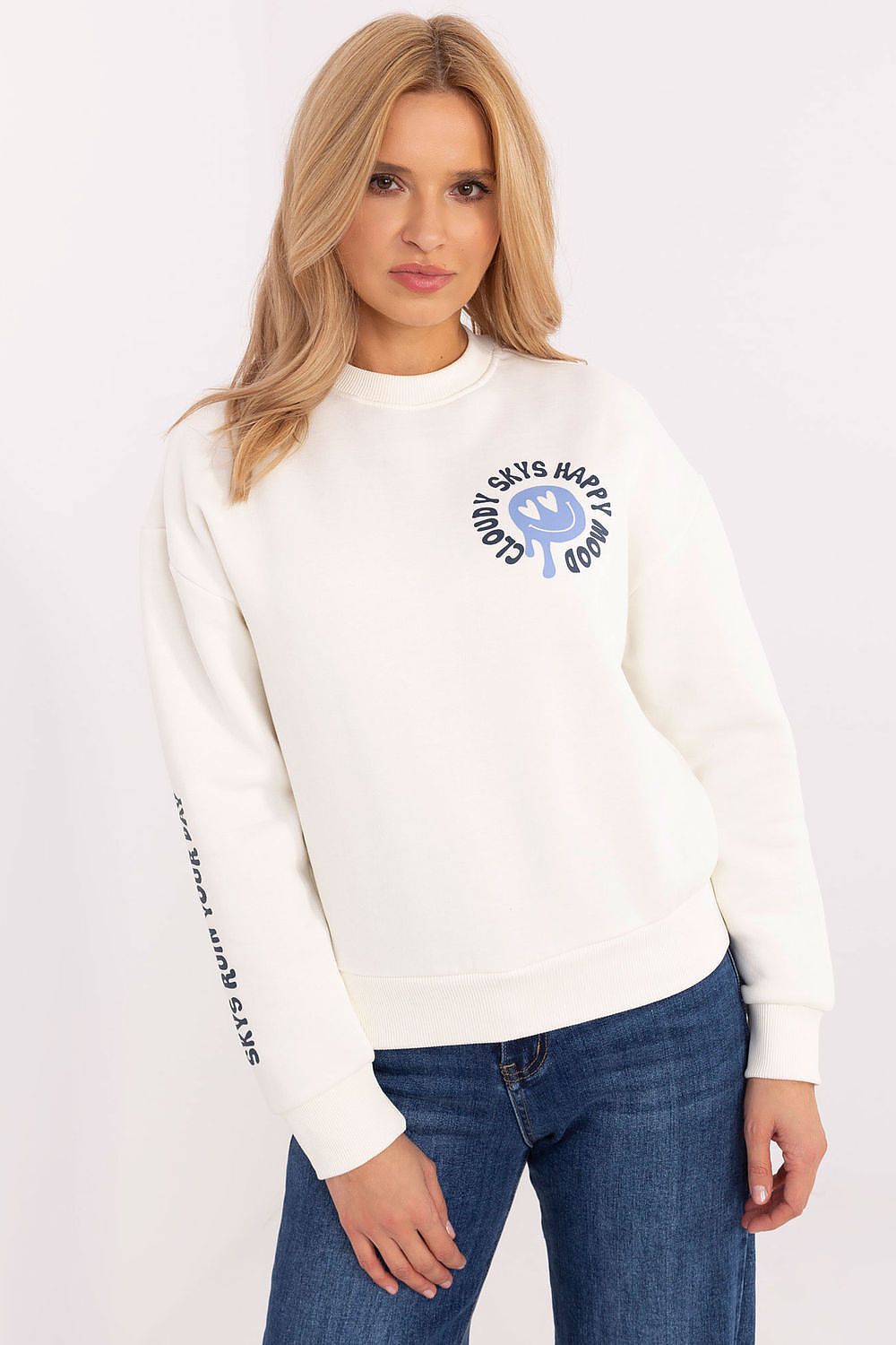 Sweatshirt col rond imprimé pour femmes
