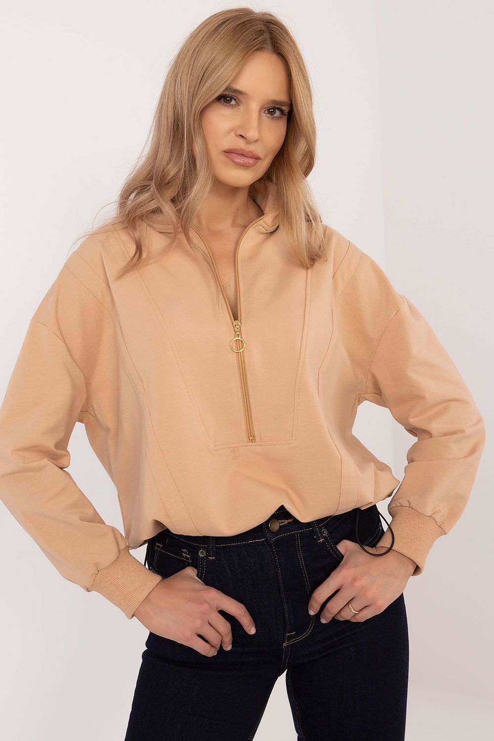 Sweatshirt col zippé pour femmes