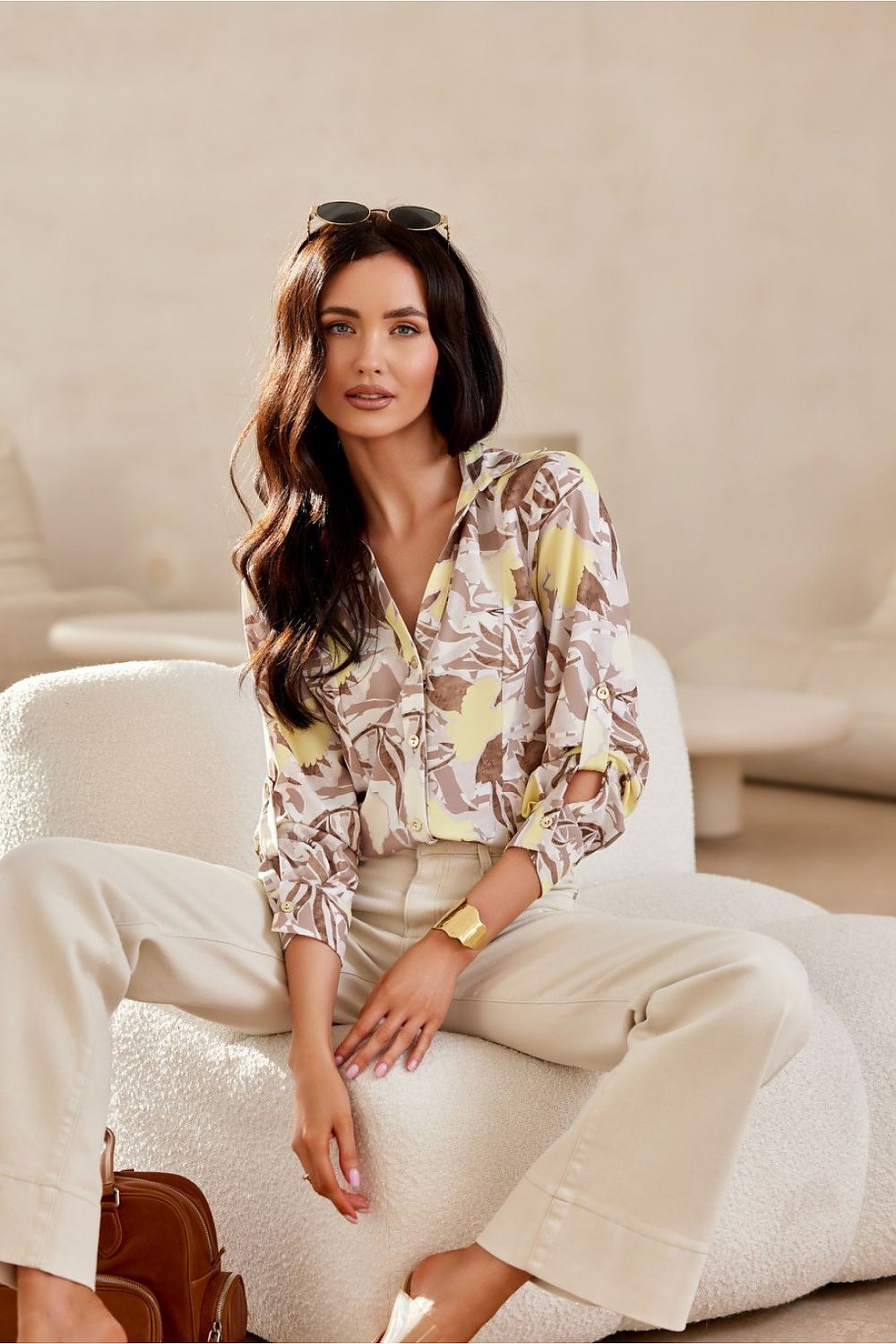 Chemise multicolore manches 3/4 pour femme