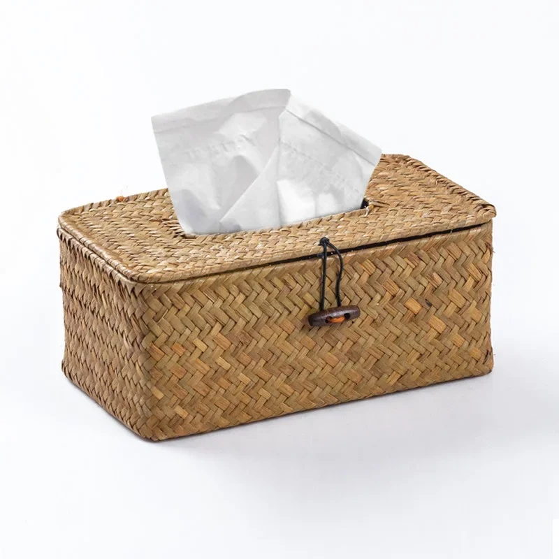 Boîte à mouchoir en paille avec fermoir