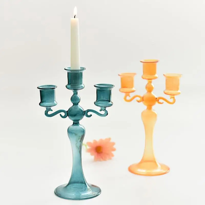 Bougeoir 3 têtes en verre