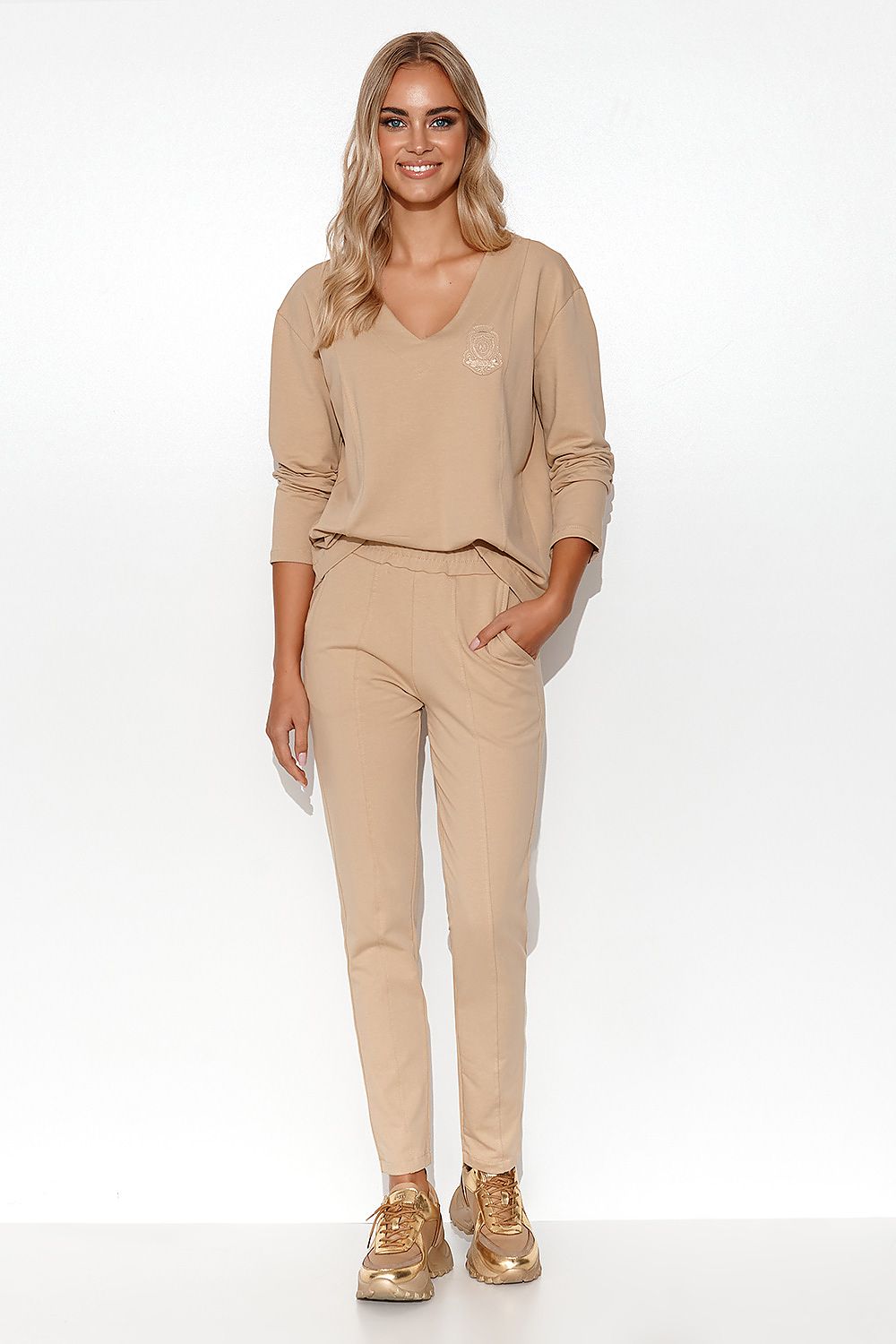 Ensemble haut et pantalon couleur unie pour femmes