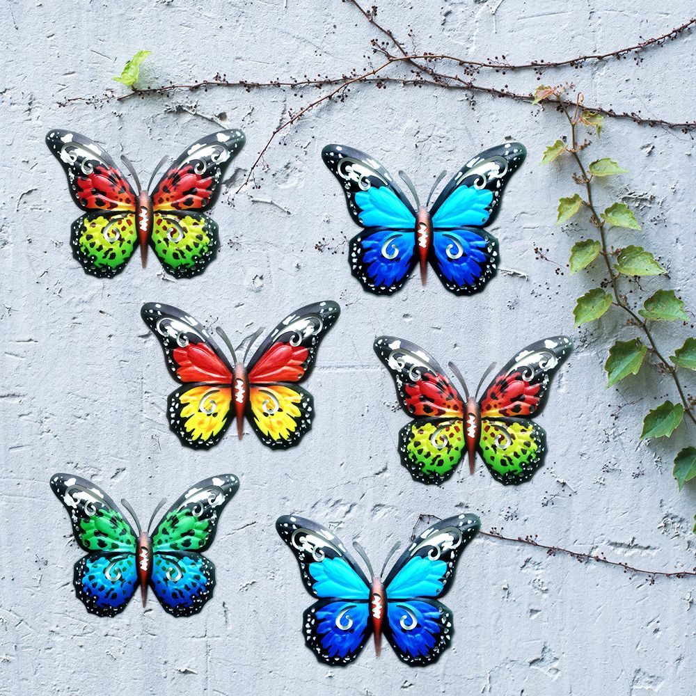 Décoration murale papillon multicolore en fer