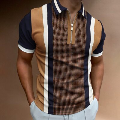 Polo-manches-courtes-et-col-rabattu-pour-homme-haut-de-haute-qualit-d-contract-avec-fermeture
