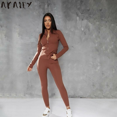Akaily-ensemble-2-pi-ces-pour-femme-surv-tement-rose-c-tel-fermeture-clair-pantalon