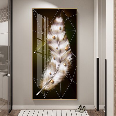 Peinture-murale-avec-plumes-dor-es-et-bl-toile-de-luxe-moderne-affiche-imprim-e-style