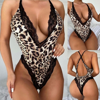 Body motif léopard et dentelle pour femmes