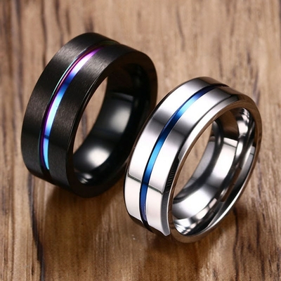 Bague type anneau en acier inoxydable pour hommes