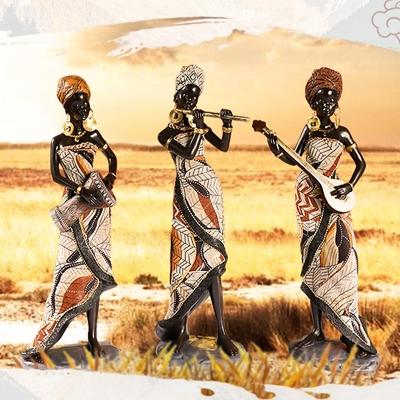 Statue de femme tribale Africaine en résine