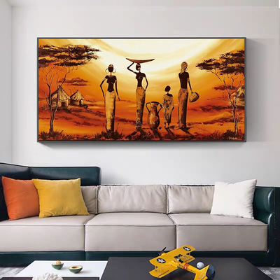 Peinture-l-huile-abstraite-de-femme-africaine-de-grande-taille-affiches-d-art-de-mur-de