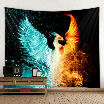Tenture-murale-de-ph-nix-en-feu-oiseau-volant-rideau-de-couverture-d-coration-de-maison