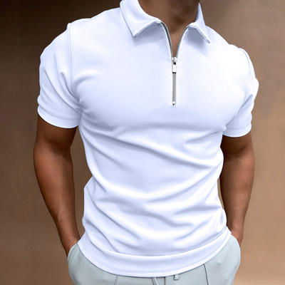 Polo-Manches-Courtes-pour-Homme-Streetwear-D-contract-Col-Rabattu-Fermeture-clair-t-2022