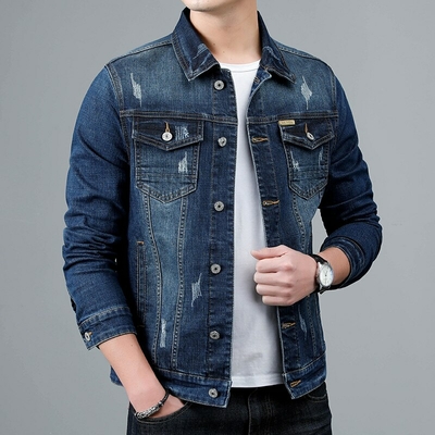 Veste-d-contract-e-en-coton-pour-hommes-denim-noir-jean-slim-manteau-r-tro-classique