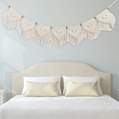 Banderole-boh-me-en-macram-tapisserie-murale-suspendue-artistique-Accents-muraux-perles-jaunes-glands-Chic-d