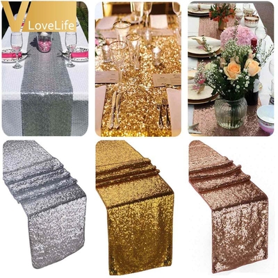 Nappe-de-Table-rectangulaire-scintillante-paillettes-Rose-or-argent-d-coration-de-Table-de-luxe-pour