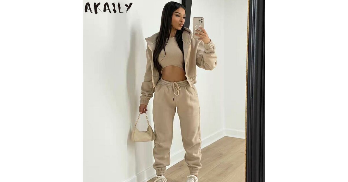 Survêtement Femme 3 Pièces Ensemble Jogging Grande Taille – Sweatshirt, Pantalon Et Gilet Élégant Sportswear Chic Confortable Pas Cher