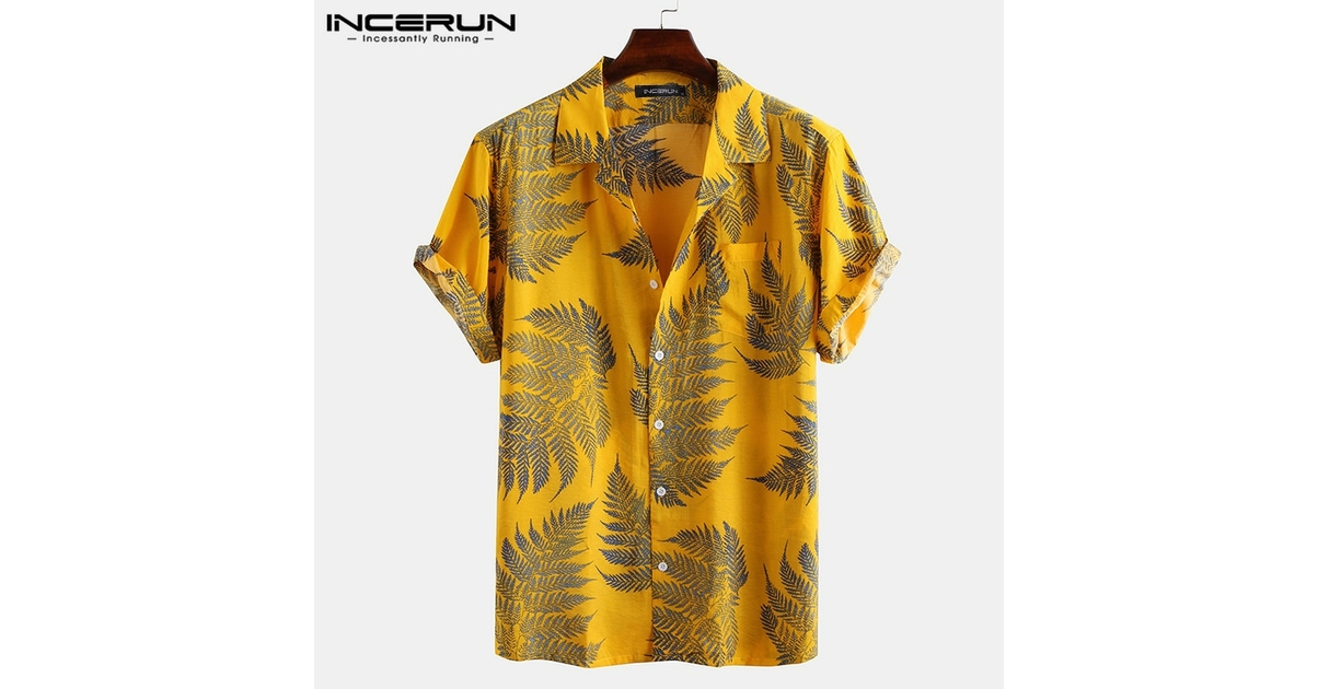 Chemise motif feuilles tropicales pour hommes Mode/Chemises et