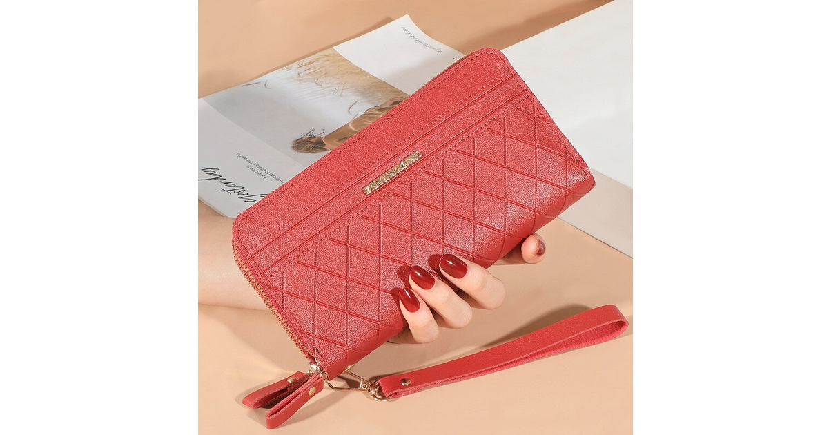 Acheter Portefeuille Long à Double Fermeture éclair Pour Femmes, Porte- Monnaie, Porte-cartes, Pochette En Cuir Pu, Sac D'argent