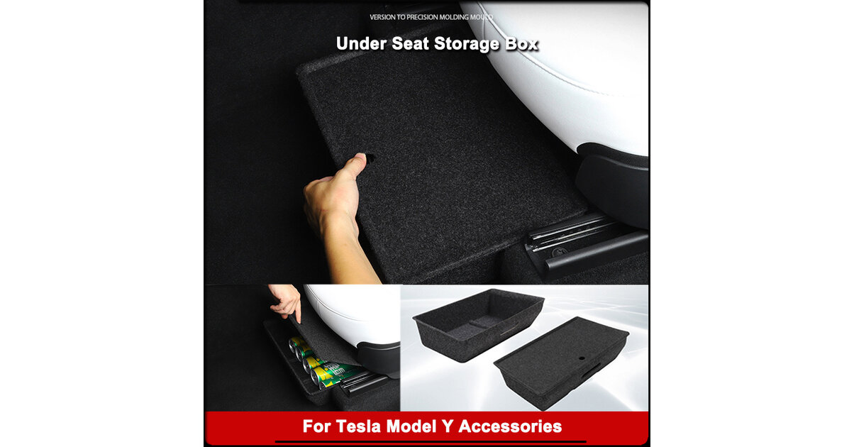 Boite Rangement Sous Siège Voiture Riloer - Pour Tesla Model Y 2020-2022 - Organisation Pratique