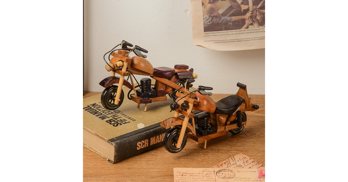 Ertyuk-Decor Statues Sculptures Objets Décoratives En Bois Mécanique Modèle De Moto Rétro Vintage Moto Modèle Moto Kit Modèle Pour Home Office Décoration Creative Main 20 * 35 Cm