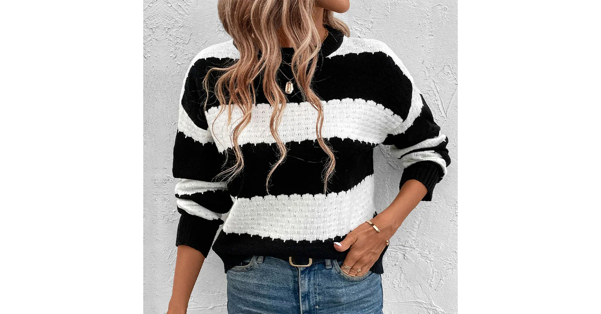 Pull Femme Ice – Noir Et Blanc, Taille XL, Col Roulé, Neuf Avec étiquettes