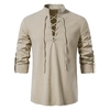 Chemise-Henley-manches-longues-pour-hommes-Costume-de-Pirate-cossais-Jacobite-Ghillie-Kilt-Shirts-vintage-Renaissance