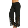 Pantalon-d-contract-pour-femmes-grande-taille-couleur-unie-taille-haute-Leggings-en-dentelle-jambes-larges