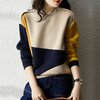 Sweat-shirt-manches-longues-et-col-rond-pour-femme-pullover-de-couleurs-contrast-es-d-contract