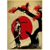 Affiches-de-paysage-de-chat-de-Geisha-Koi-papier-kraft-r-tro-peinture-murale-d-art
