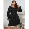 Della-Mel-Robe-courte-en-dentelle-manches-longues-et-col-rond-pour-femme-v-tement-de