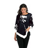 Chemisier-col-rond-imprim-pour-femme-chemise-manches-3-4-pull-d-contract-ourlet-irr-gulier