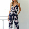 Combishort-d-t-pour-femmes-combinaison-de-soir-e-col-en-V-bande-florale-barboteuse-taille