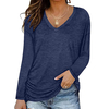 Sweat-shirt-l-ger-manches-longues-pour-femme-col-en-V-t-shirt-volants-Y
