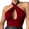 T-Shirts-col-en-V-crois-pour-femmes-licou-solide-pr-cieux-document-en-fibre-sexy