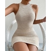 Robe-courte-textur-e-sans-manches-pour-femmes-tenue-l-gante-et-Sexy-avec-dos-trou