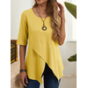 Pull-en-lin-de-coton-irr-gulier-pour-femme-tee-shirt-col-rond-coupe-couvertes-demi