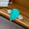 PANSYSEN-bague-de-fian-ailles-en-argent-Sterling-925-10ct-en-forme-de-poire-Paraiba-Tourmaline