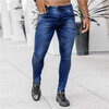 Jean-Slim-en-Denim-pour-Homme-Couleur-Unie-Streetwear-FjBlue-Noir