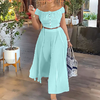 Jupe-longue-pliss-e-A-Line-pour-femme-col-slash-sexy-bouton-de-proximit-Wstring-Crop