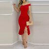 Robe-moulante-volants-pour-femmes-Sexy-paules-d-nud-es-ourlet-ample-fente-lat-rale-d