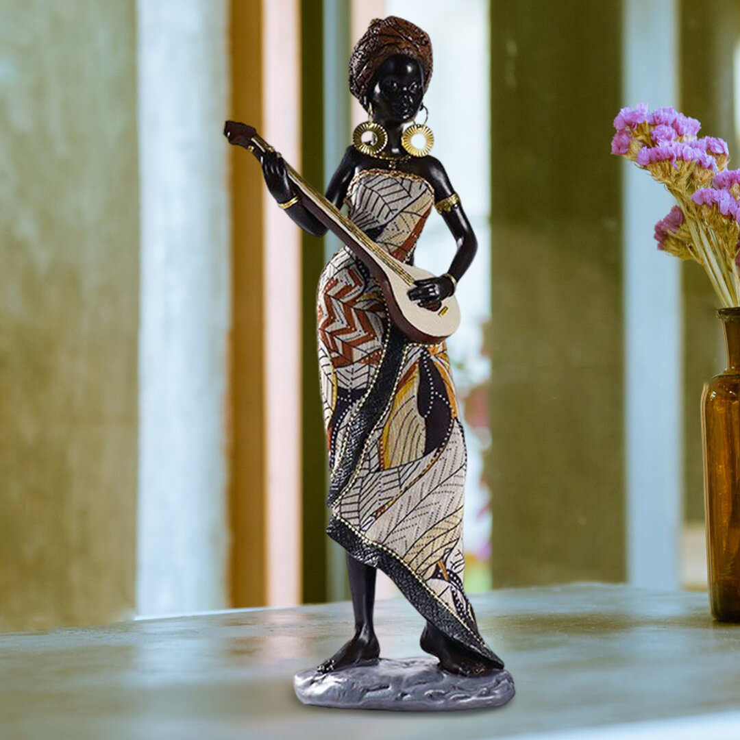 Statuette Femme Africaine En Résine - Décoration Exotique Pour Salon Ou Bureau - Inspiration Culture Africaine - 12